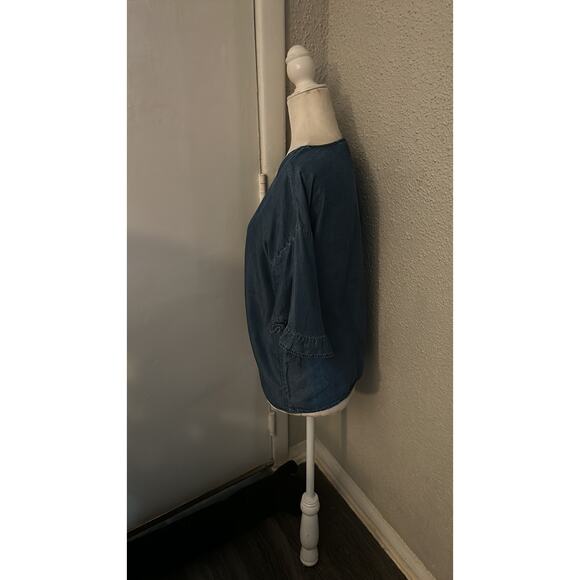 DizzyLissy Lightweight Denim Ruffle Top M Boho Festival Casual Lightweight Boho - Picture 4 of 10